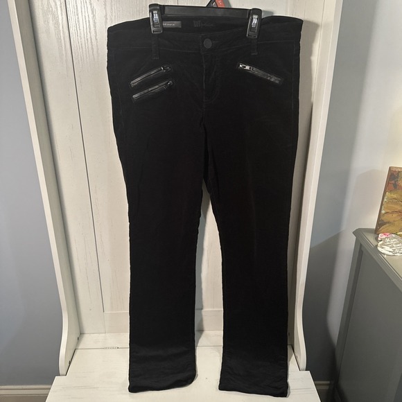 Kut From The Kloth Pants Women's Stevie Corduroy Straight Zipper Size 10 Black - Picture 1 of 5